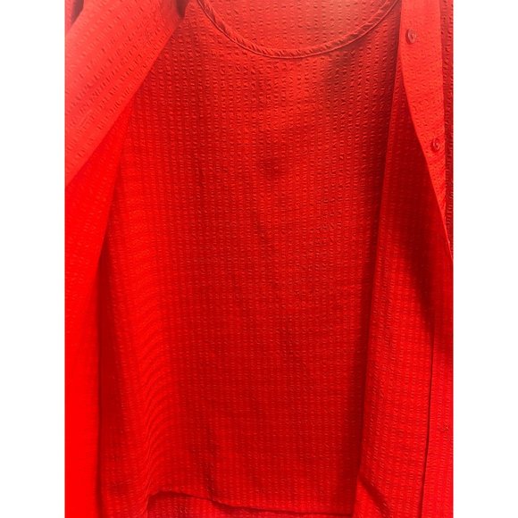 Apparenza women long sleeve shirt, color red, size L, button down - Picture 9 of 11